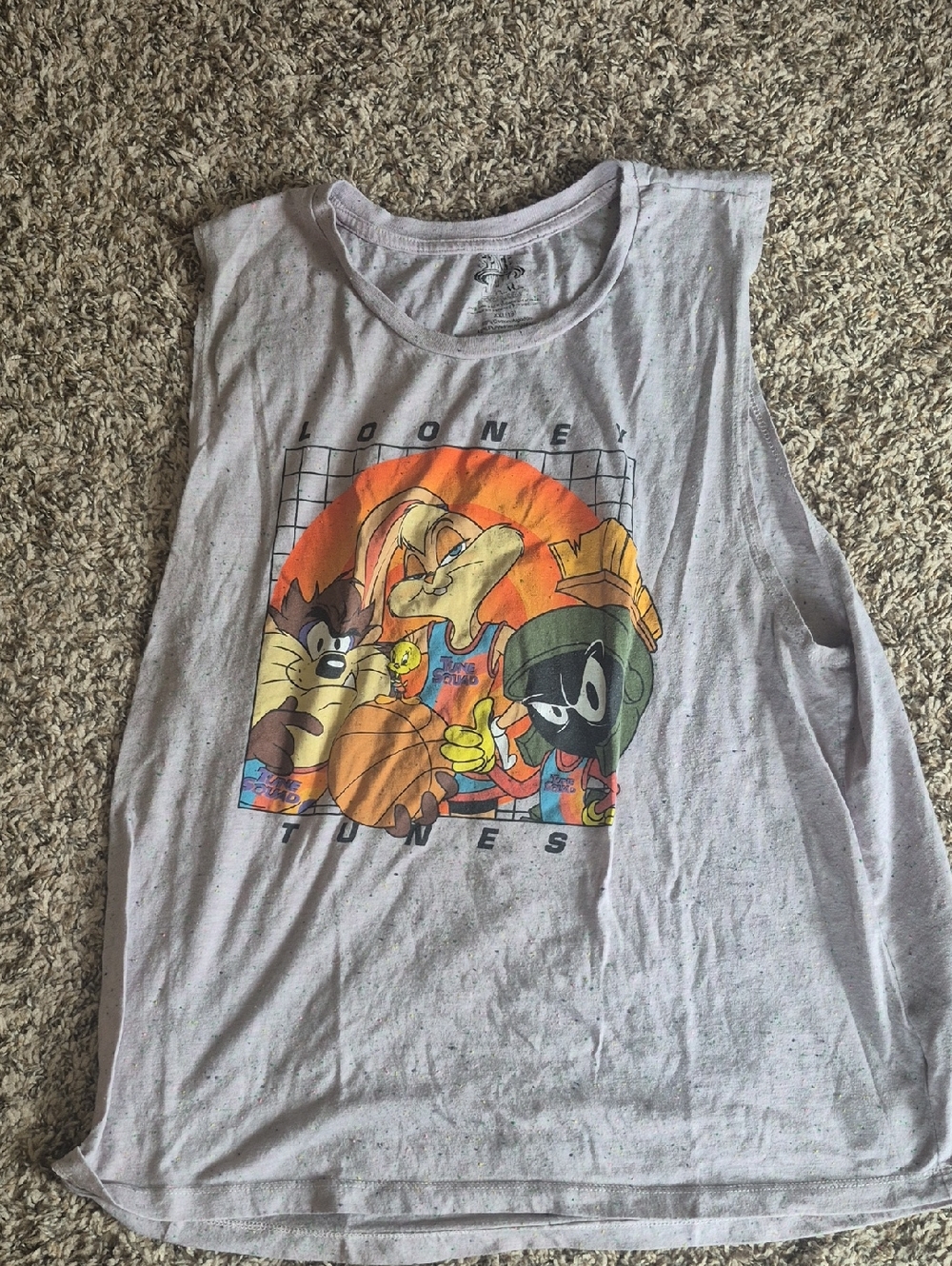 Warner Bros. Gray Tank Top with Orange Basketball Looney Tunes Graphic